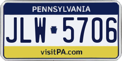 PA license plate JLW5706
