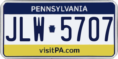 PA license plate JLW5707