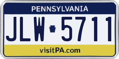 PA license plate JLW5711