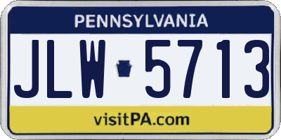PA license plate JLW5713