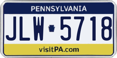 PA license plate JLW5718