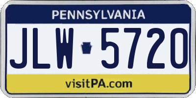 PA license plate JLW5720