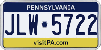PA license plate JLW5722