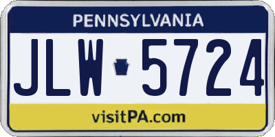 PA license plate JLW5724
