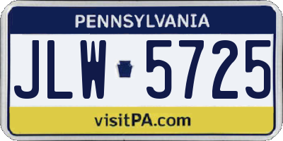PA license plate JLW5725