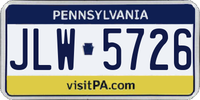 PA license plate JLW5726