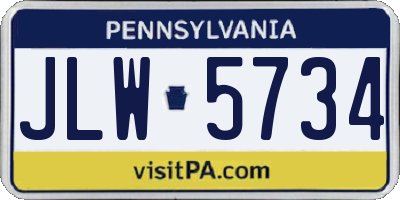 PA license plate JLW5734