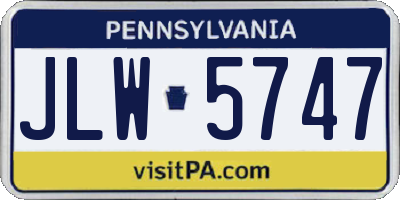 PA license plate JLW5747