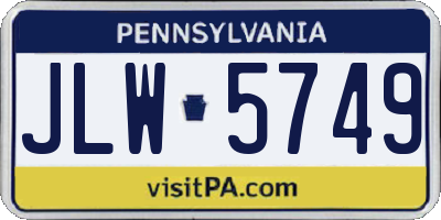 PA license plate JLW5749