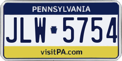 PA license plate JLW5754