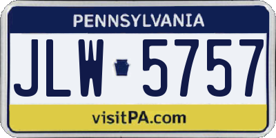 PA license plate JLW5757