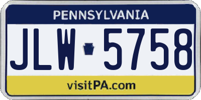 PA license plate JLW5758