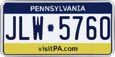 PA license plate JLW5760