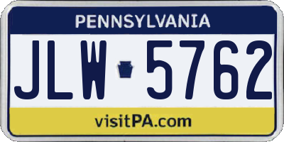 PA license plate JLW5762
