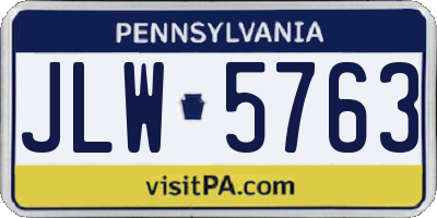 PA license plate JLW5763