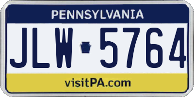 PA license plate JLW5764