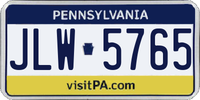 PA license plate JLW5765