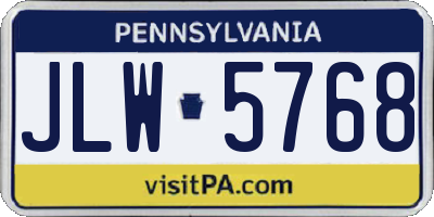 PA license plate JLW5768