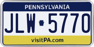 PA license plate JLW5770
