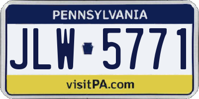 PA license plate JLW5771
