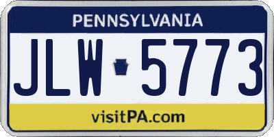 PA license plate JLW5773