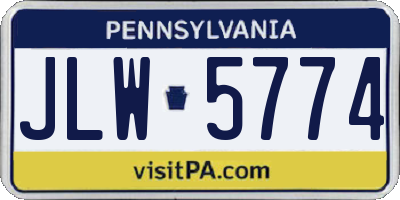 PA license plate JLW5774