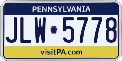 PA license plate JLW5778