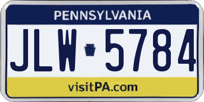 PA license plate JLW5784