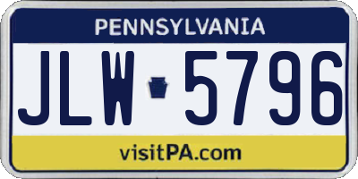 PA license plate JLW5796