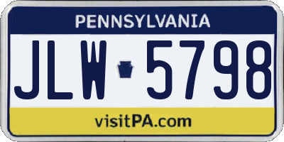 PA license plate JLW5798