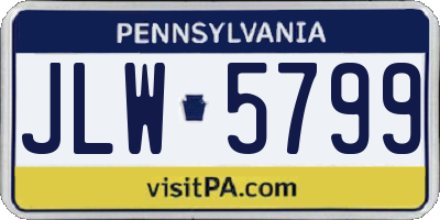 PA license plate JLW5799