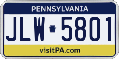 PA license plate JLW5801