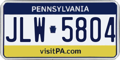 PA license plate JLW5804