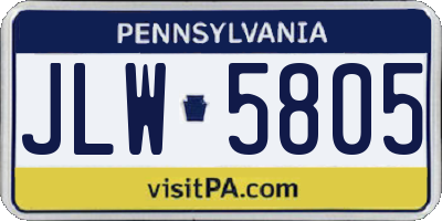 PA license plate JLW5805