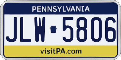 PA license plate JLW5806