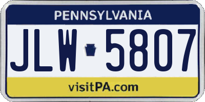 PA license plate JLW5807
