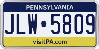 PA license plate JLW5809