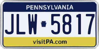 PA license plate JLW5817