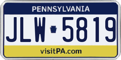 PA license plate JLW5819