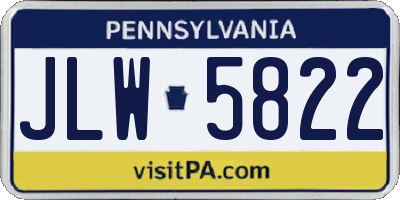 PA license plate JLW5822