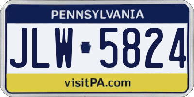 PA license plate JLW5824