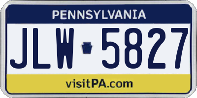 PA license plate JLW5827