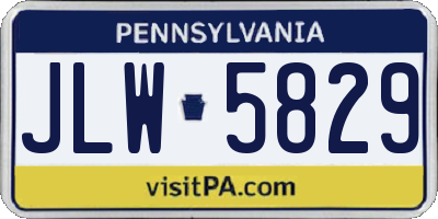 PA license plate JLW5829