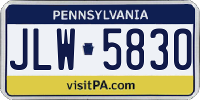 PA license plate JLW5830