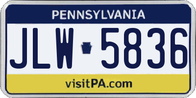 PA license plate JLW5836