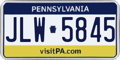 PA license plate JLW5845