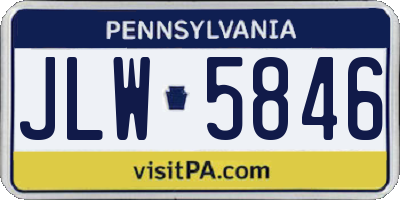 PA license plate JLW5846