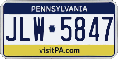PA license plate JLW5847