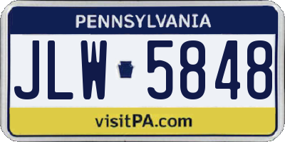 PA license plate JLW5848