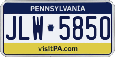 PA license plate JLW5850